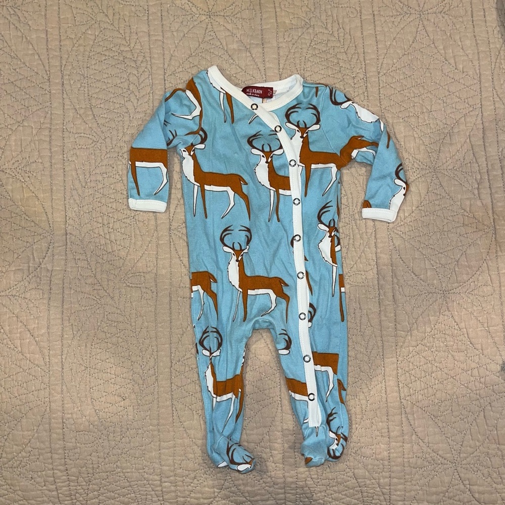0-3M Blue Deer Milkbarn Onesie